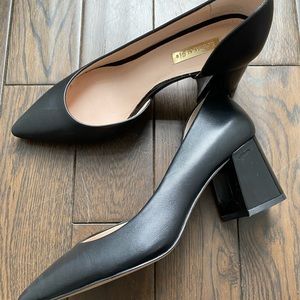 Leather Block Heel Pumps